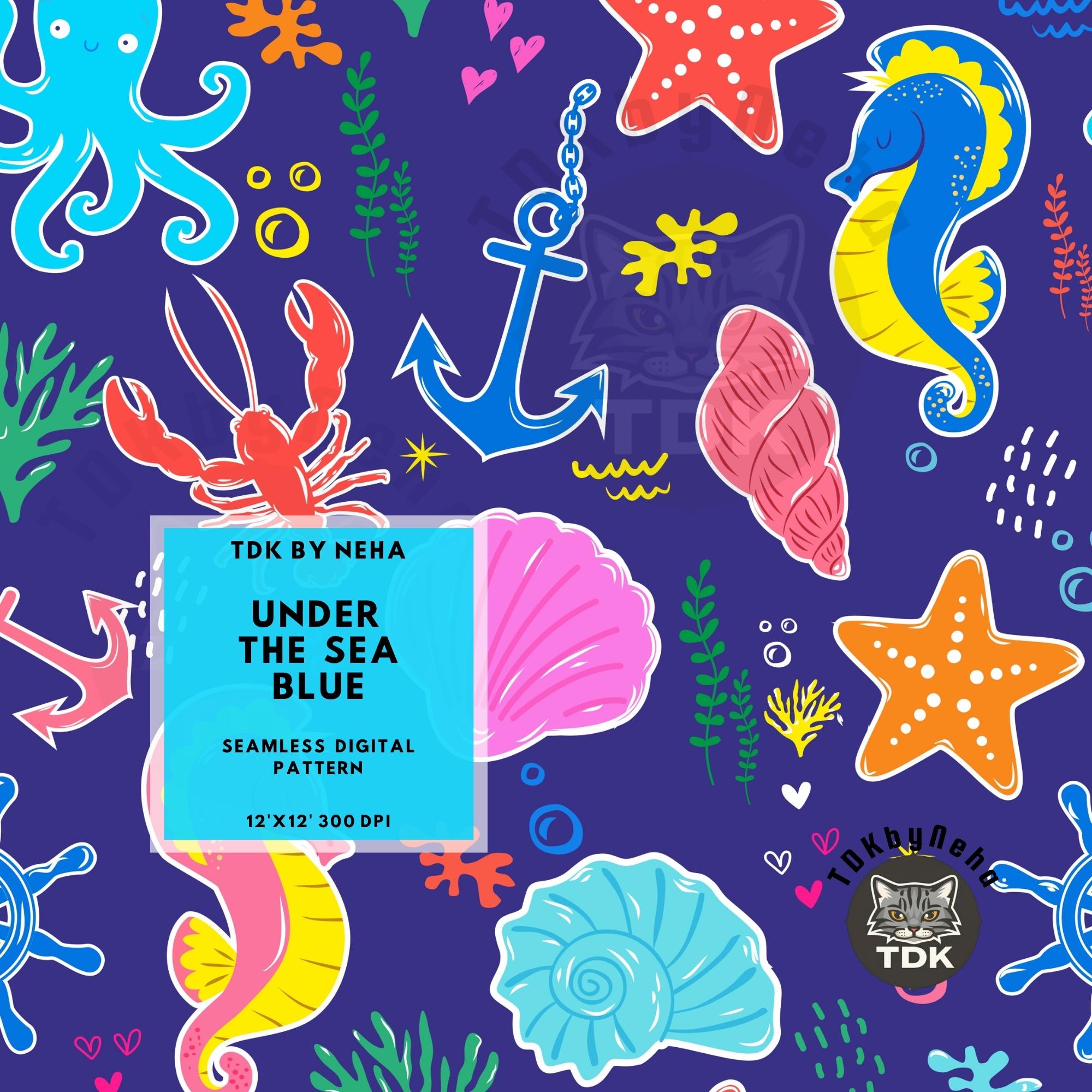 Under the Sea Seamless Digital Paper for Fabric Printing, Summer ...