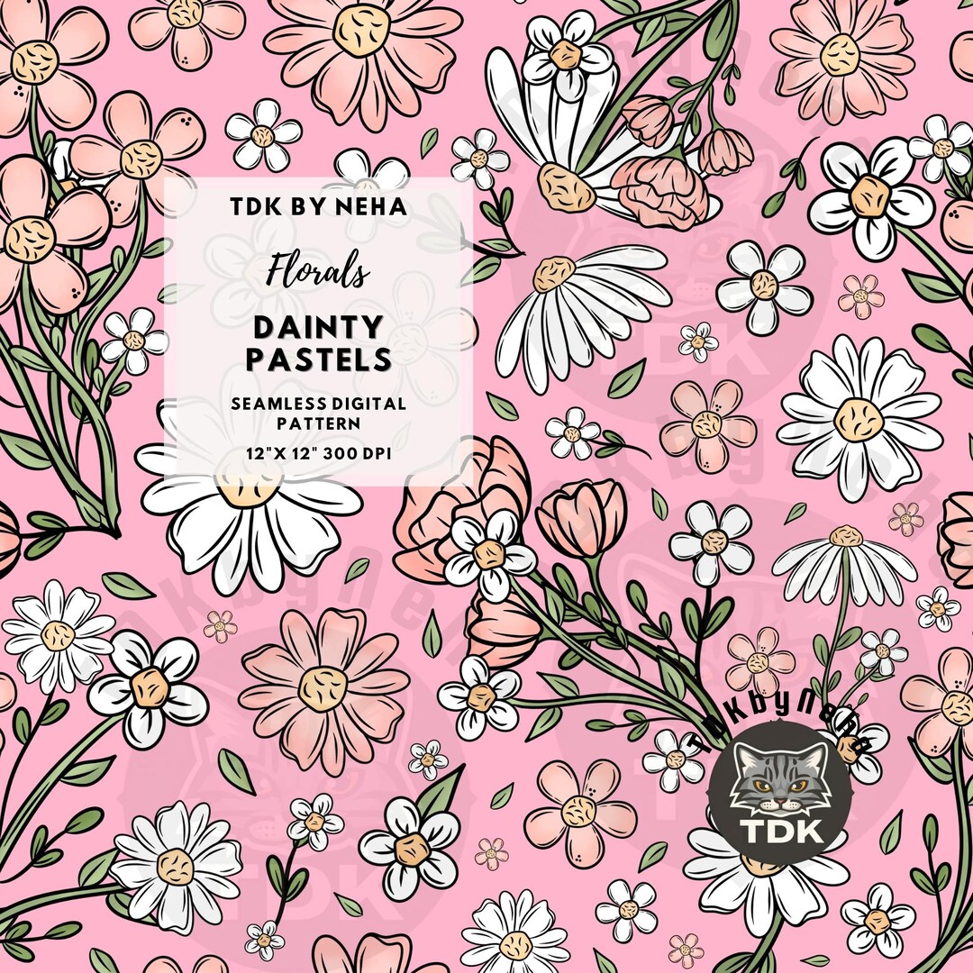 Dusty Pink Boho Floral Seamless Pattern Digital Paper for Fabric Print ...
