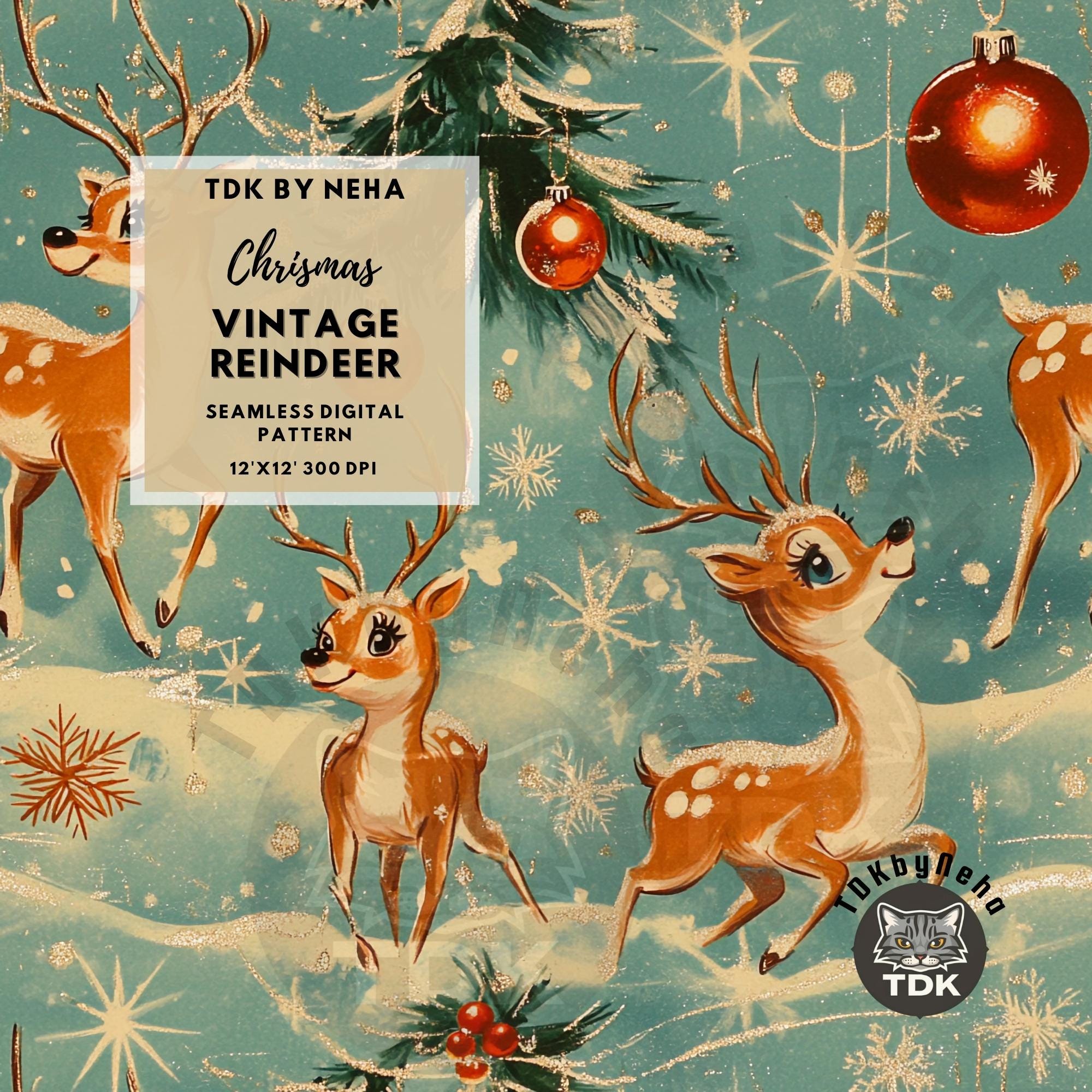 Vintage Weihnachten Rentier Nahtlose Datei zum Drucken, Retro Weihnachten  Muster, Cute Glitter Deer Seamless, Weihnachten Digital Papier - Etsy  Schweiz, image size:2000x2000