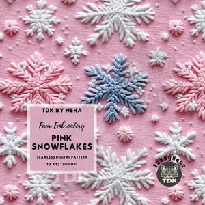 Modèle sans couture de flocons de neige, modèle sans couture pastel de broderie de neige, Noël rose sans couture, fausse broderie de papier numérique d&#39;hiver pastel