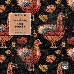Outono Boho Turquia Padrão Sem Costura Papel Digital Contemporâneo para Tecido Cottagecore Outono Ação de Graças Malha Papel de Parede de Sublimação Sem Costura