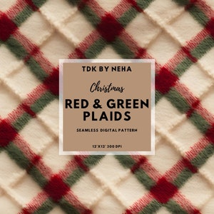 Weihnachten Rot und Grün kariert Nahtlos, klassische flauschige karierte Stoff Kunstpelz Textur, gemütliche Winter nahtlose Muster, erdigen Tartan Karo Papier