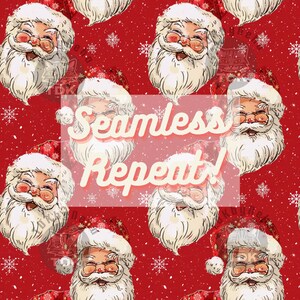 Retro Vintage Traditional Santa Seamless File, Red Christmas Seamless ...