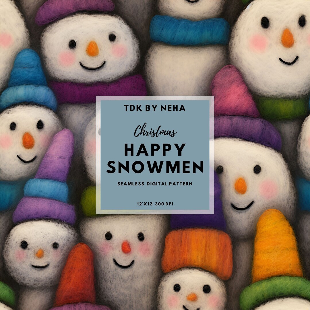 Cute Snowman Christmas Seamless Pattern Snowman Print for - Etsy