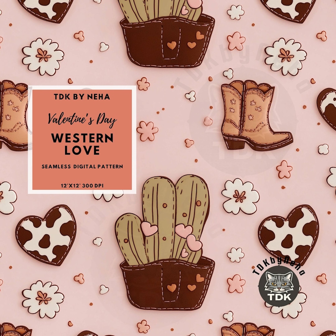 Boho Cowgirl Boots Seamless Digital Paper for Fabric Print, Western ...