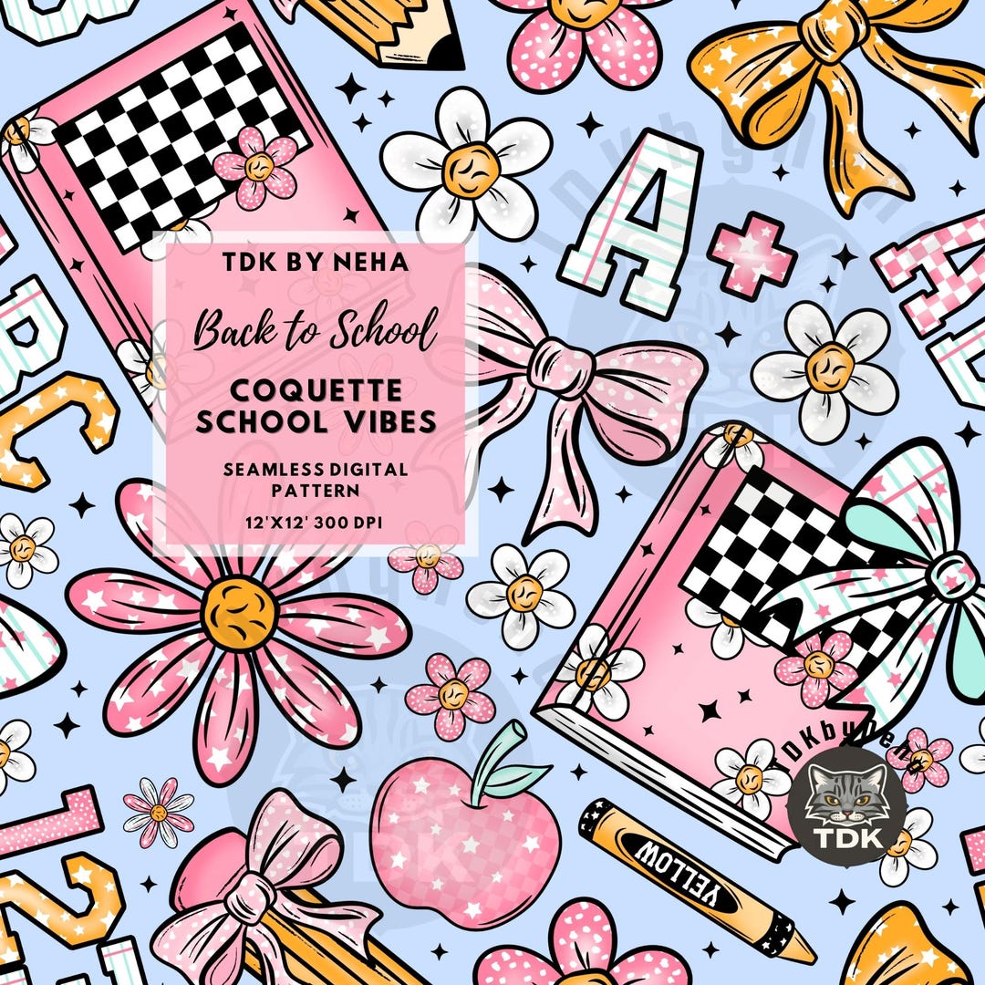 Coquette Bow Book Seamless Digital Paper Fabric Printing, Floral Back ...