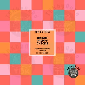 Carta digitale con motivo a quadri senza cuciture per l'estate luminosa, design a sublimazione con motivo a quadri neon, stile preppy da spiaggia, per ragazze neon