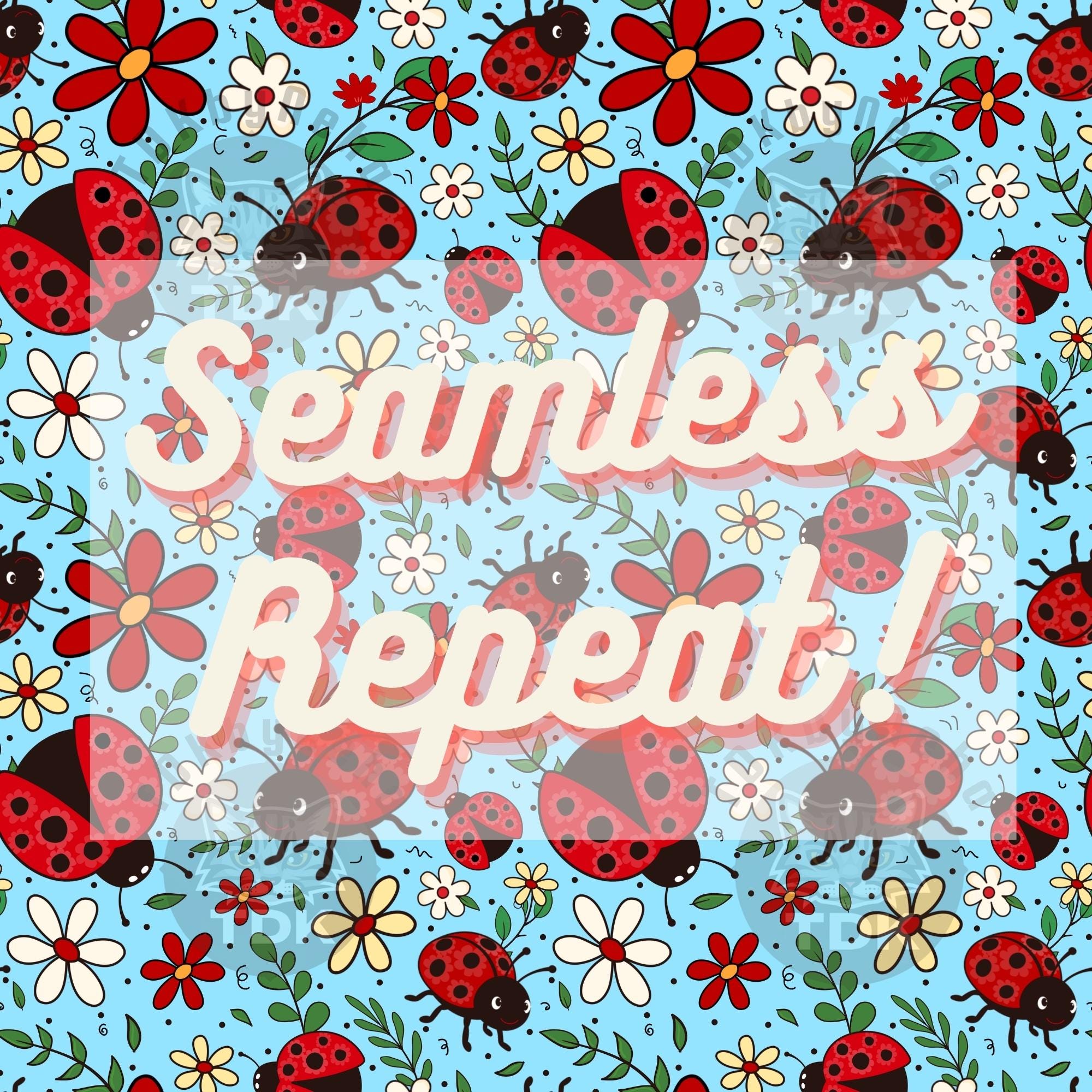 Boho Floral Ladybug Seamless Pattern Digital Paper for Fabric Printing ...