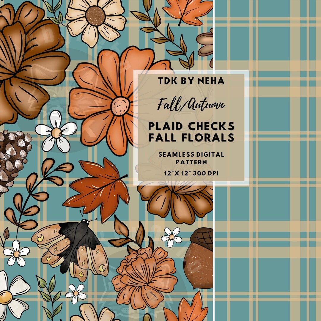 Boho Moth Cottagecore Fall Floral Seamless Pattern Digital Paper for ...