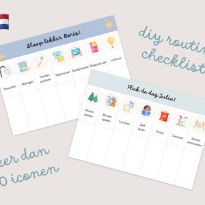 Planificador de rutina holandés / 150 iconos / Descarga digital imprimible DIY / Tarjetas de ritmo Montessori / Programa diario visual editable