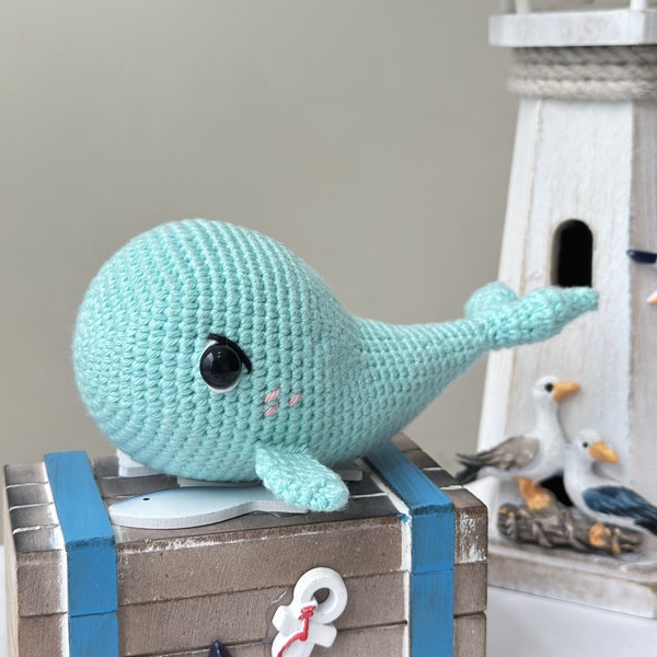 Crochet PDF Kawaii Whale amigurumi (English - Spanish). Sea animal, Handmade, Crocheted Whale pattern,