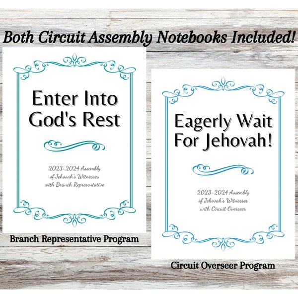 2023 2024 JW Circuit Assembly notebook - Enter Into God's Rest - Eagerly Wait For Jehovah - Marble theme with scriptures - PDF Download