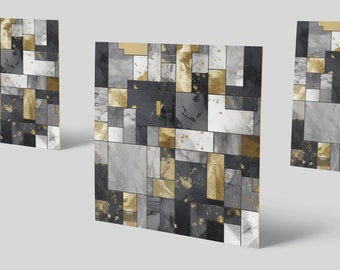 Black And Gold Marble Mosaic Vinyl Tile Stickers 033 - DIY Your Kitchen & Bathroom Tiles - Easy To Peel And Stick