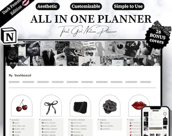 Notion Template,That Girl Notion Planner, Notion Life Planner, Aesthetic Notion, Academic Planner, Notion Dashboard, Dark Feminine Planner