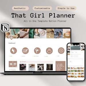 Notion Template, Ultimate Notion Planner,  Notion Planner, Notion Life Planner, Aesthetic Notion Planner, That Girl Notion, Notion Dashboard