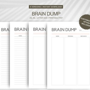 Brain dump templates with four version options.