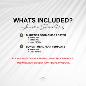 Diabetes Food Guide Poster: Diabetic Meal Plan, Grocery List (Digital Download) image 9