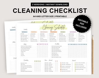 Lista de verificación de limpieza editable: semanal, mensual y anual (PDF imprimible)