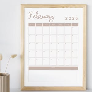 2025 Printable Calendar, Minimalist 2025 Calendar, Beige Calendar, Cute Simple 2025 Calendar, Monthly Calendar, Aesthetic Calendar