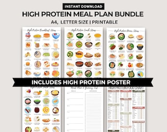 High Protein Meal Plan Bundle: 80 Rezepte, Einkaufsliste (Digitaler Download)