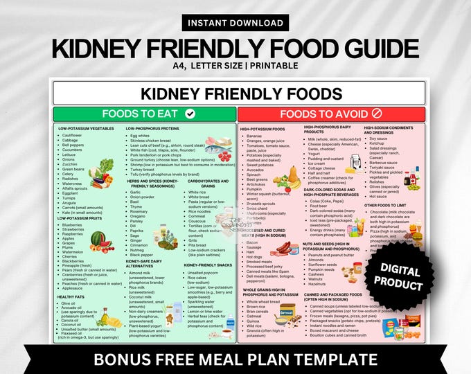 Renal Diet & Kidney Friendly Food List - Low Potassium Low Sodium for ...