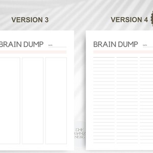 Brain dump templates with four version options.