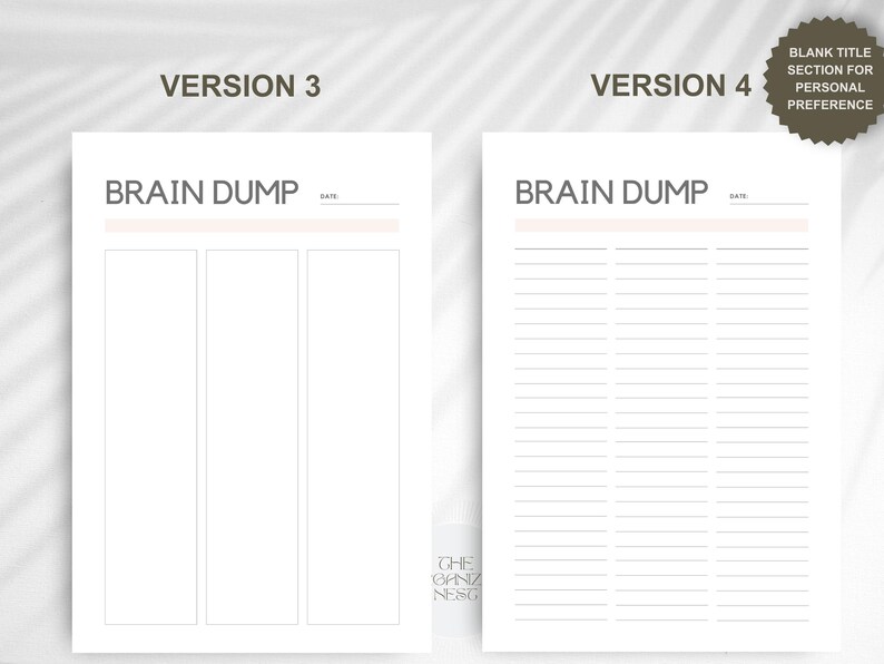 Brain dump templates with four version options.