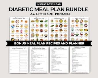 Diabetic Meal Plan Kit: 60 Recipes, Grocery List (Digital Download)