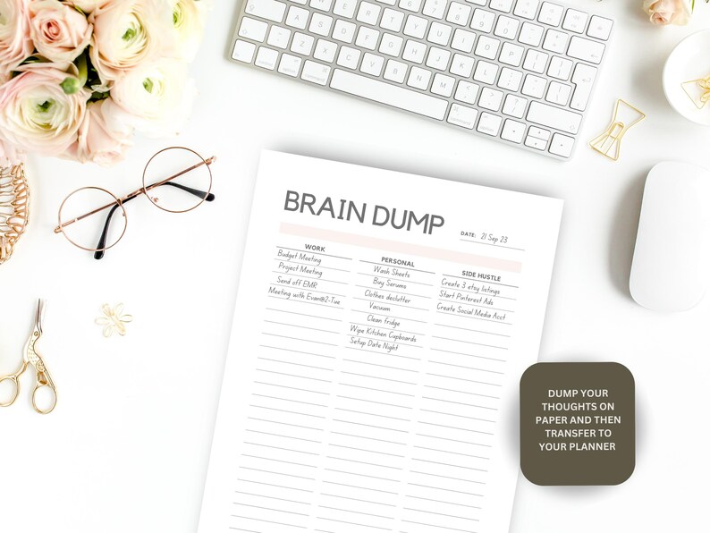 Brain dump templates with four version options.