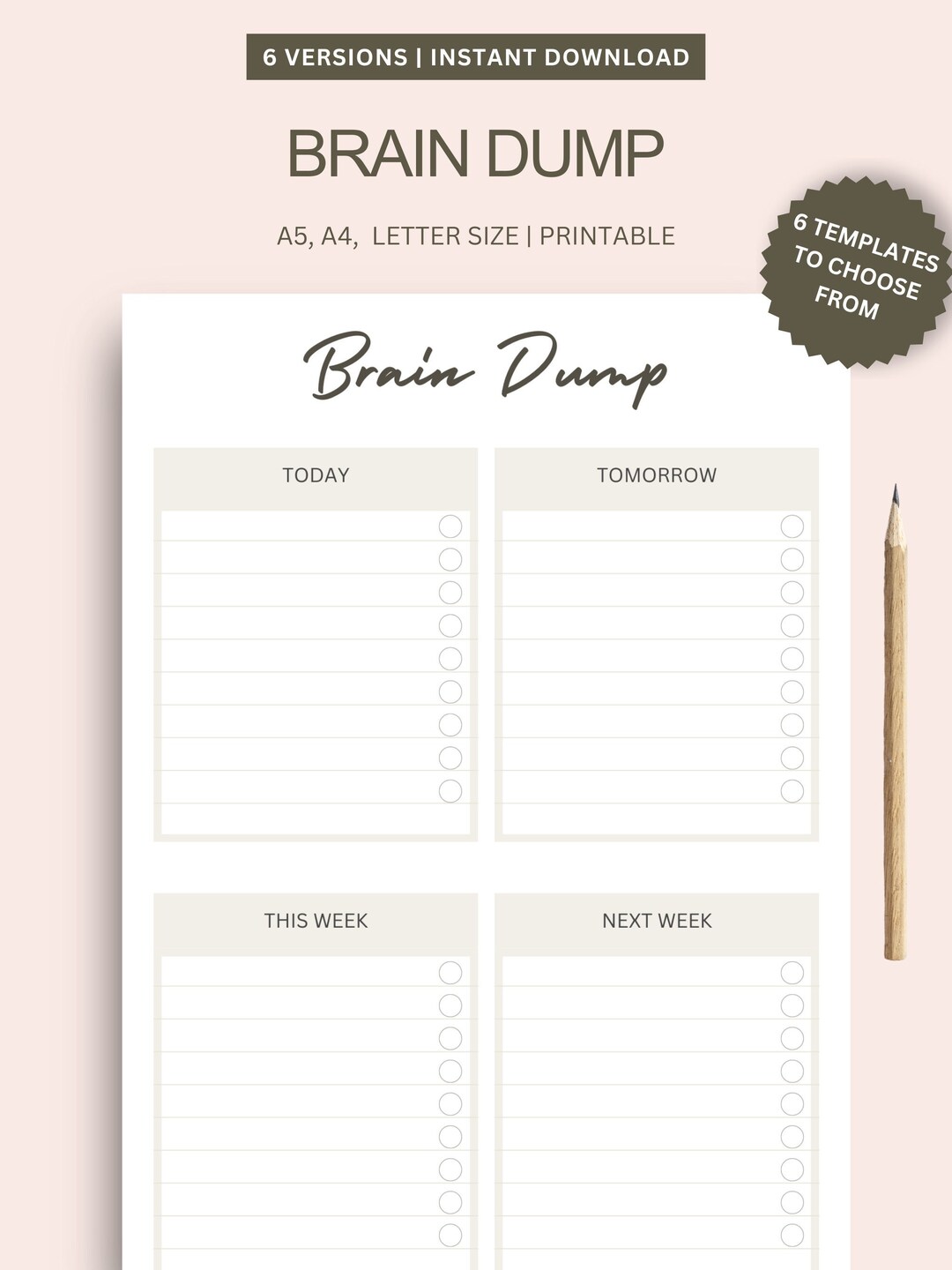 Brain Dump Printable, ADHD Brain Dump, Thought Organizer Journal ...