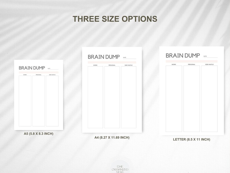 Brain dump templates with four version options.