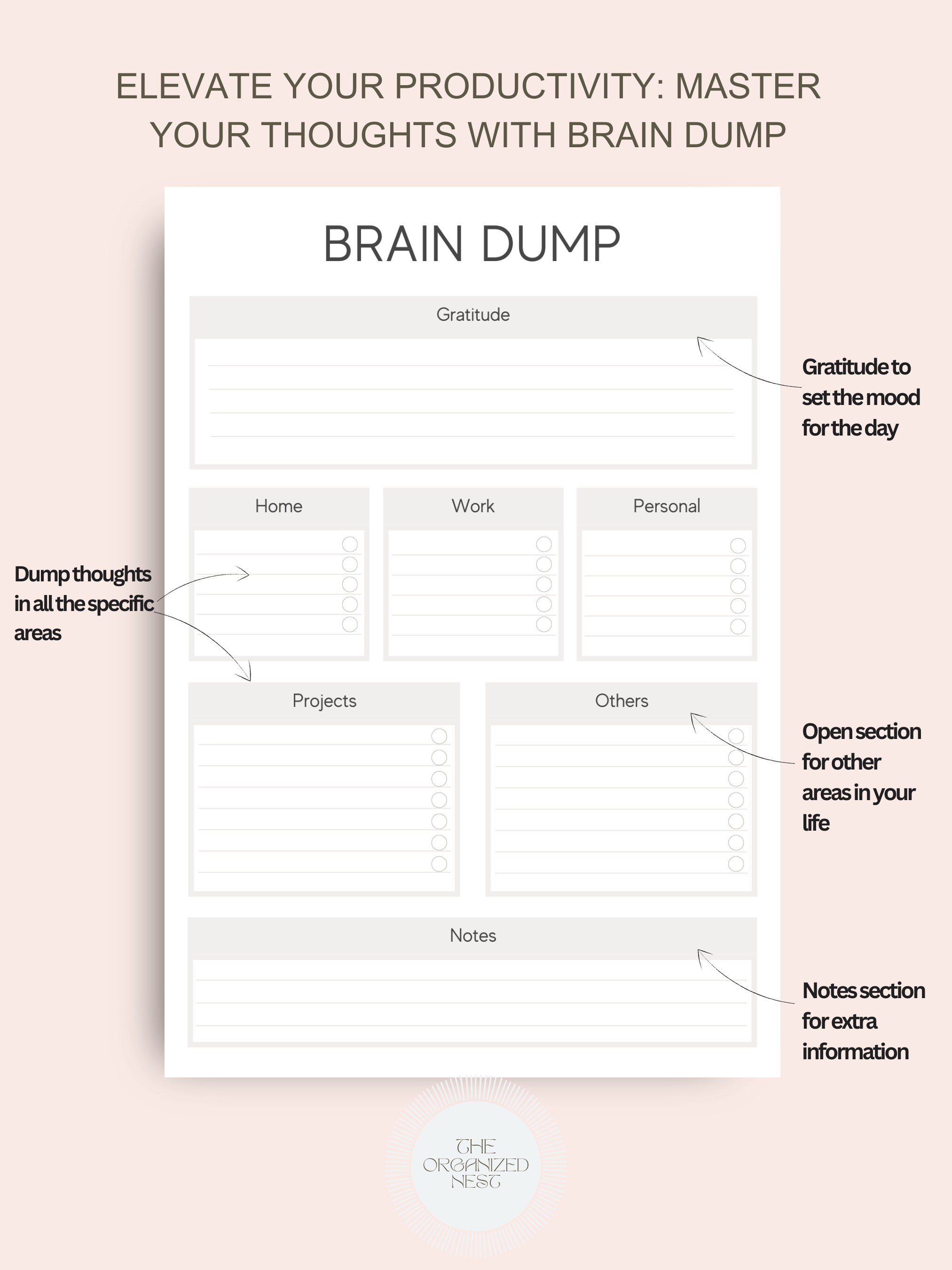 Brain Dump Printable ADHD Brain Dump Thought Organizer - Etsy