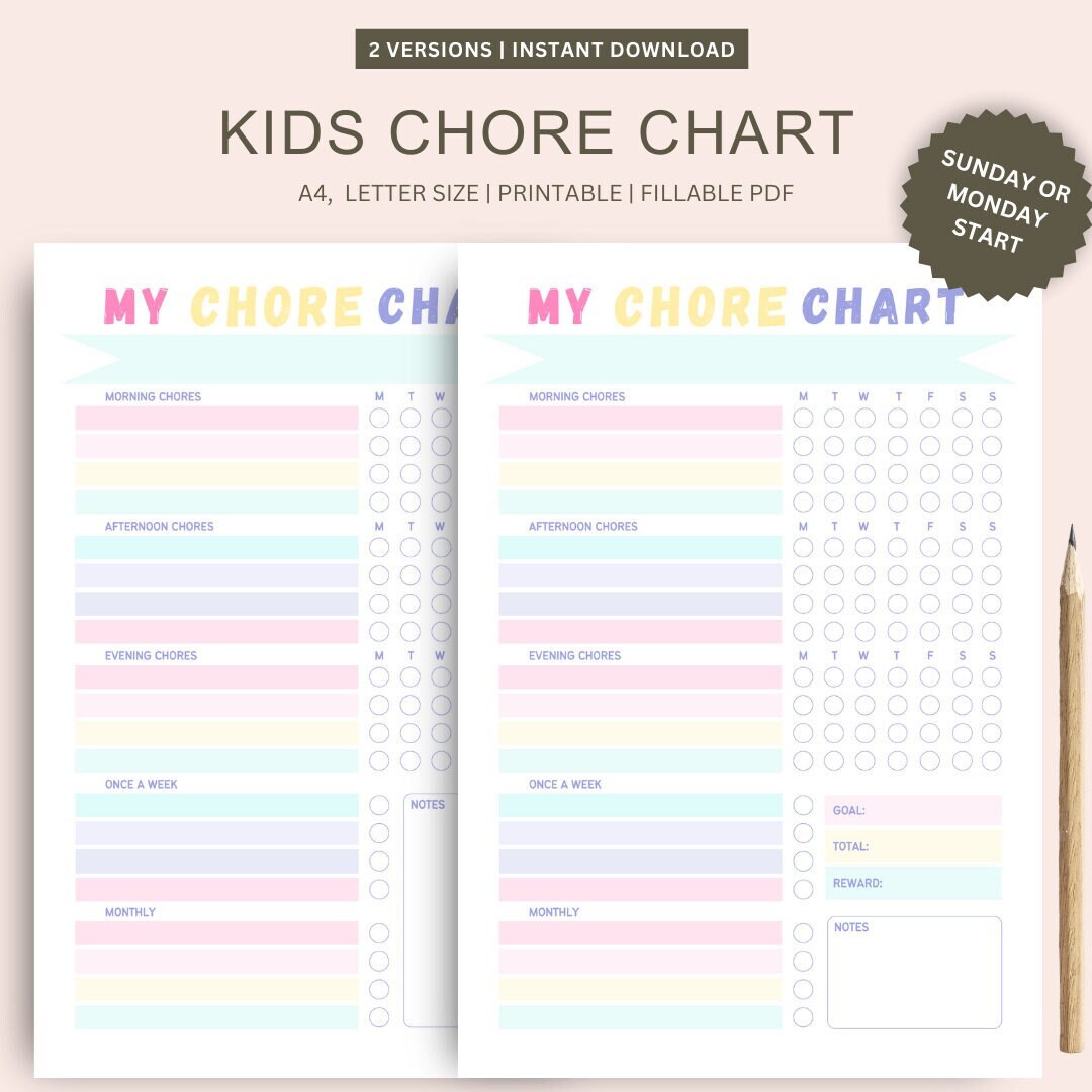 Cleaning Checklist Cleaning Schedule Family Chore Chart Etsy