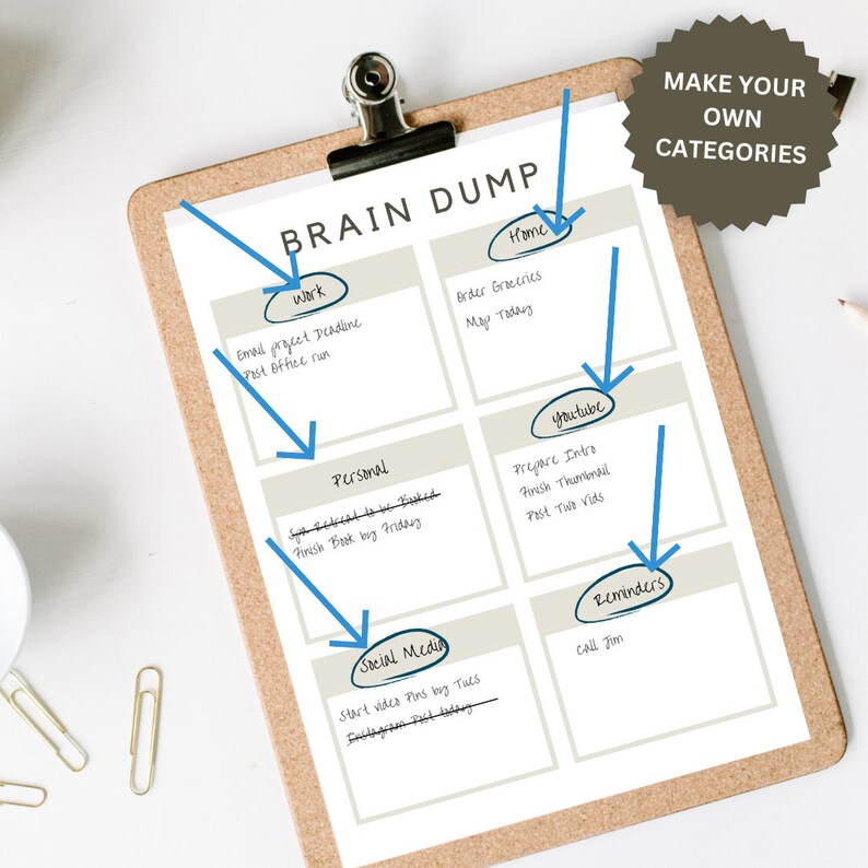 Brain Dump Printable, ADHD Brain Dump, Thought Organizer Journal