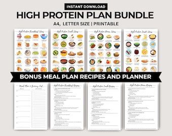 High Protein Meal Plan Bundle: 80 Rezepte, Einkaufsliste (Digitaler Download)