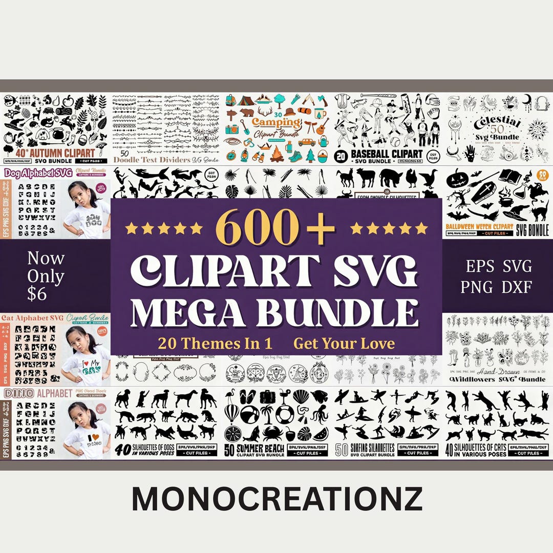 600+ Svg Bundle Mega Clipart Files Eps Png Dxf Cricut Cutting Files ...