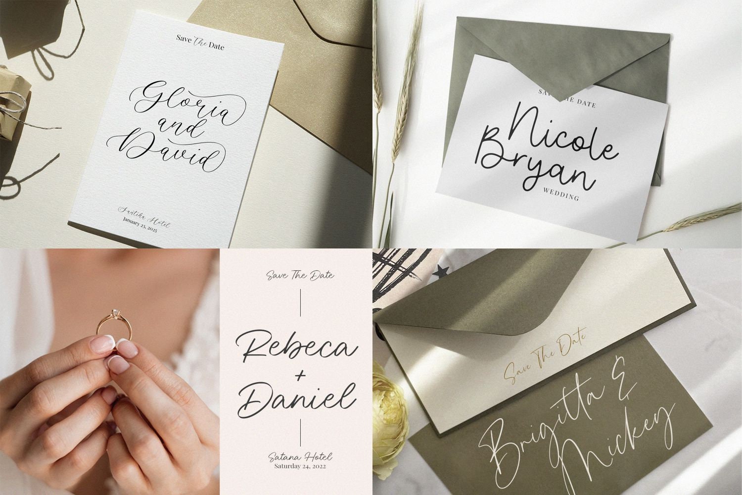 Wedding Font Bundle: Calligraphy, Cricut & Canva Fonts (commercial Use ...