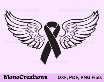 Awareness Ribbon Wings Graphic, Cancer AIDS SVG, Survivor Ribbon Cut File (Digital Download)