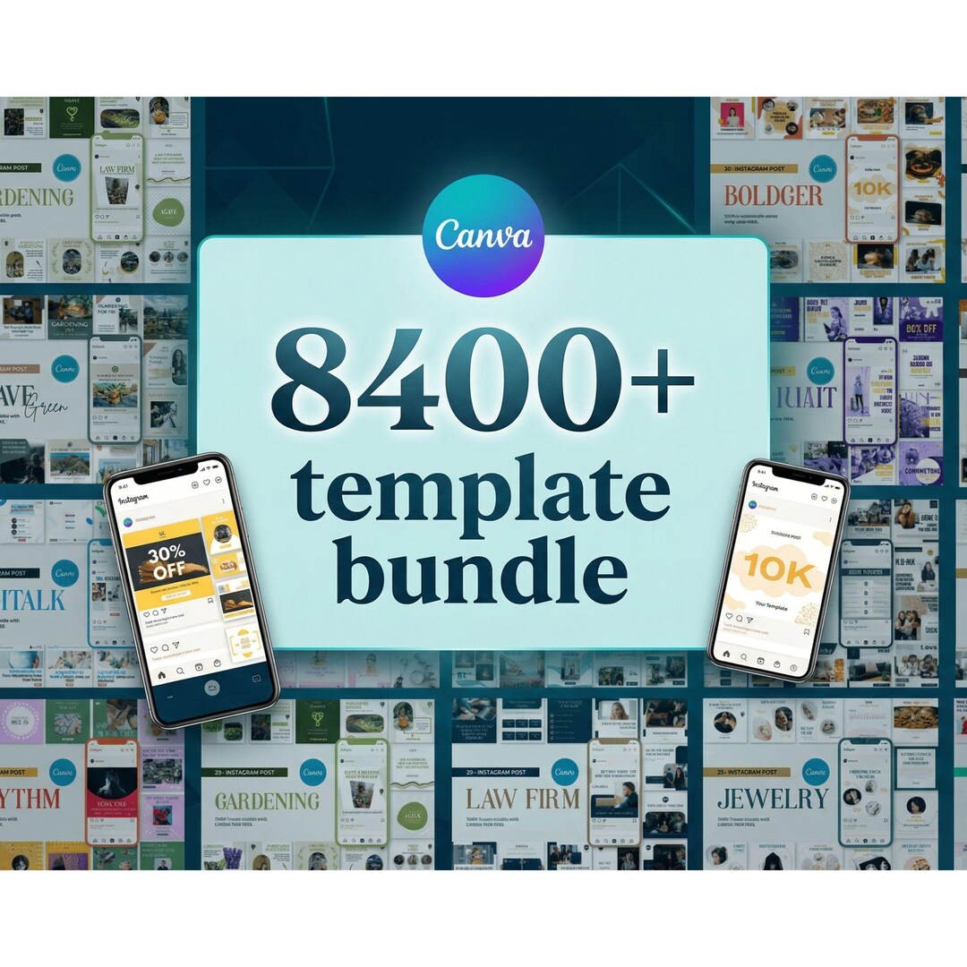 8400+ Canva Instagram Templates Bundle: Editable Social Media Kit (PLR ...