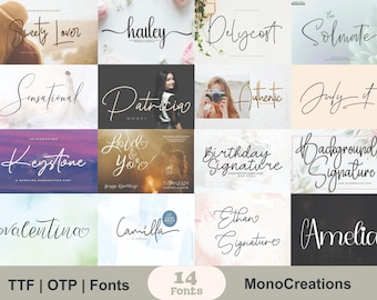 Font Bundle: Handwritten Script & Cursive Fonts (Digital Download)