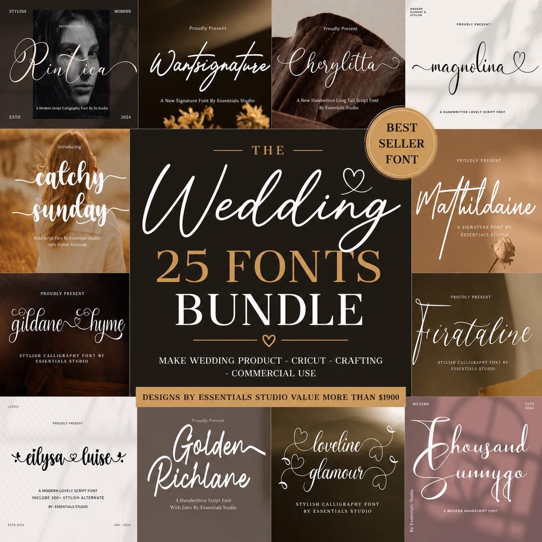 Wedding Script Fonts Bundle, 25 Calligraphy Styles (digital Download ...