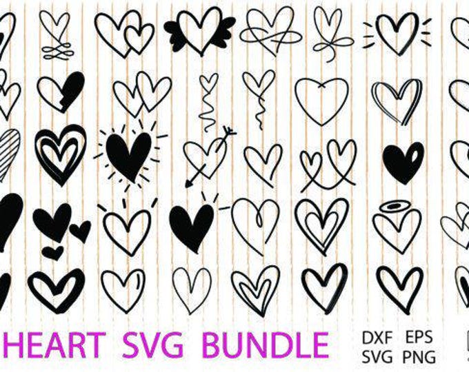 Hand Drawn Heart SVG Bundle, Laser Cut Files (digital Download) - Etsy ...