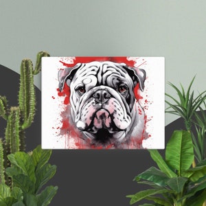 English Bulldog Pet Portrait Print Canvas