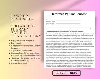 Formulario de consentimiento del paciente para terapia intravenosa (IV) editable revisado por un abogado