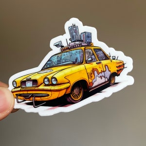 NYC Yellow Cab Sticker - Waterproof Die-Cut Sticker for Laptop, Notebook, Phone Case, Water Bottle, Car Bumper, Luggage, Guitar