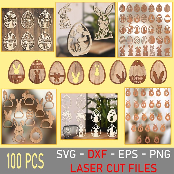100pcs Easter Svg Bundle, Ostern lasercut, Easter Cut File, Easter Egg Svg, Bunny Shelf Sitter SVG, Easter Tag Ornaments Svg, dxf, eps, png