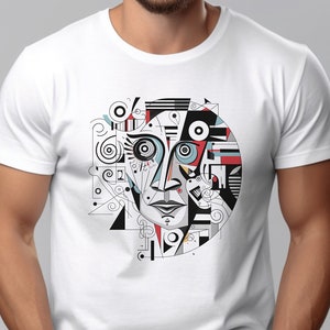 Black and White Portrait Art T shirt, Modern Portrait Art shirt, Modern Art tee, Abstract Art t shirt, Analytical Minds Cubism T shirt