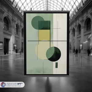 Cartel de arte moderno verde Bauhaus, cartel de arte minimalista, cartel moderno de mediados de siglo - 2 tamaños 12 "x 18" y 20 "x 30"