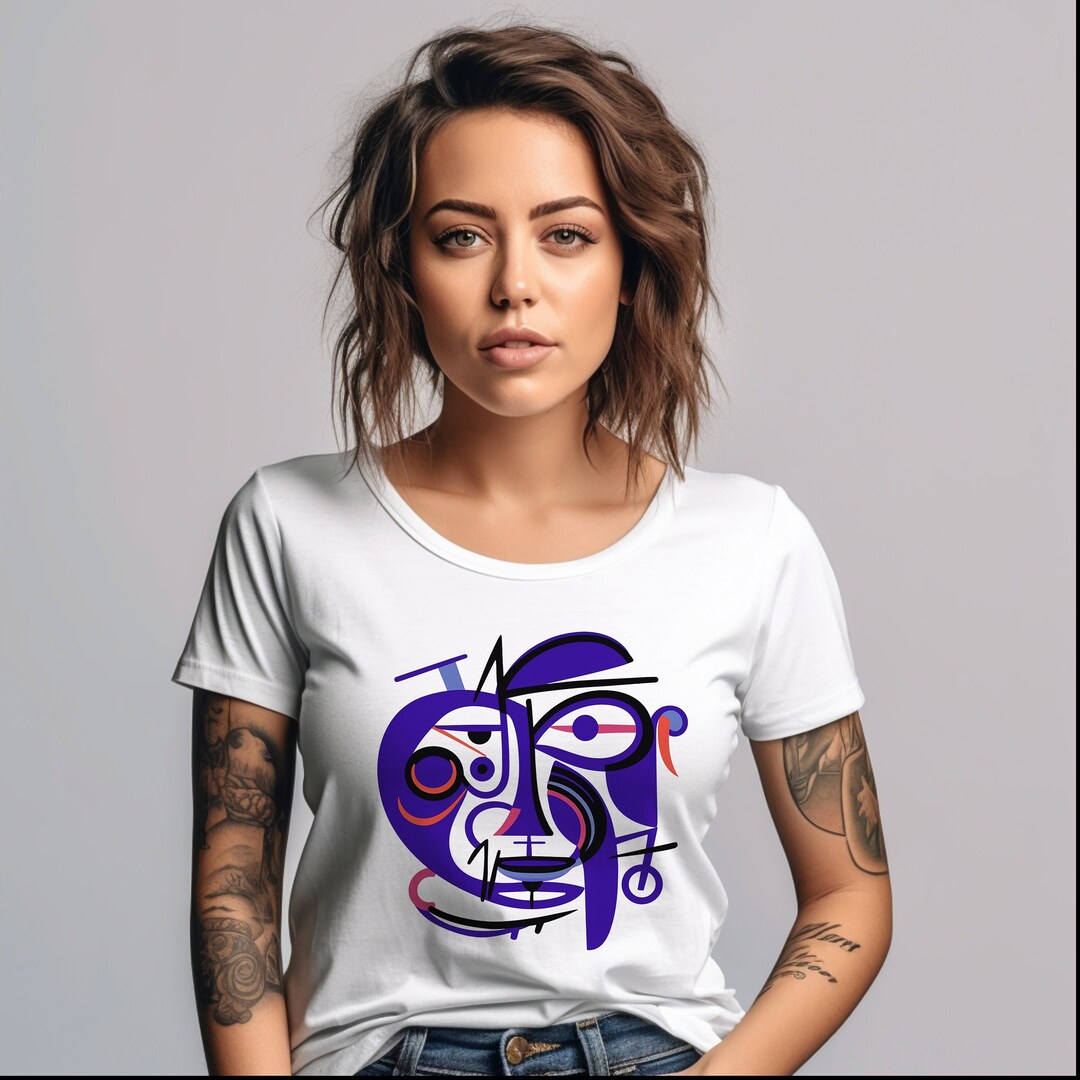 Blue Face Modern Art Tshirt, Face Art Tshirt, Art Lover Gift, Modern