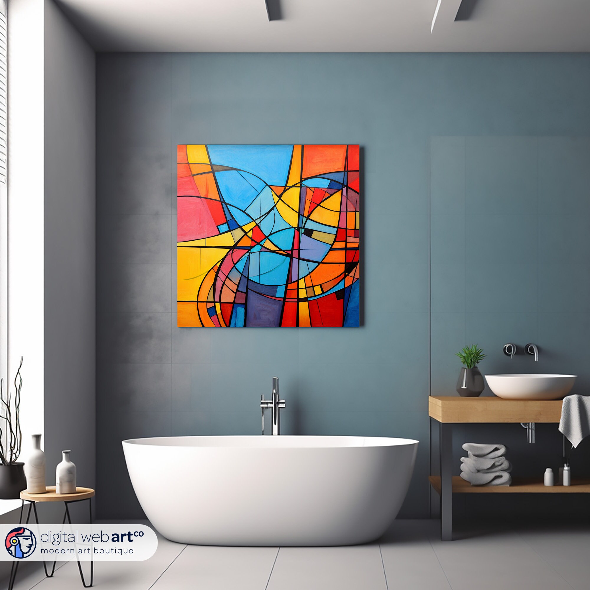 Blue and Orange Abstract Artwork, Abstract Art Gift, Modern Art Gift